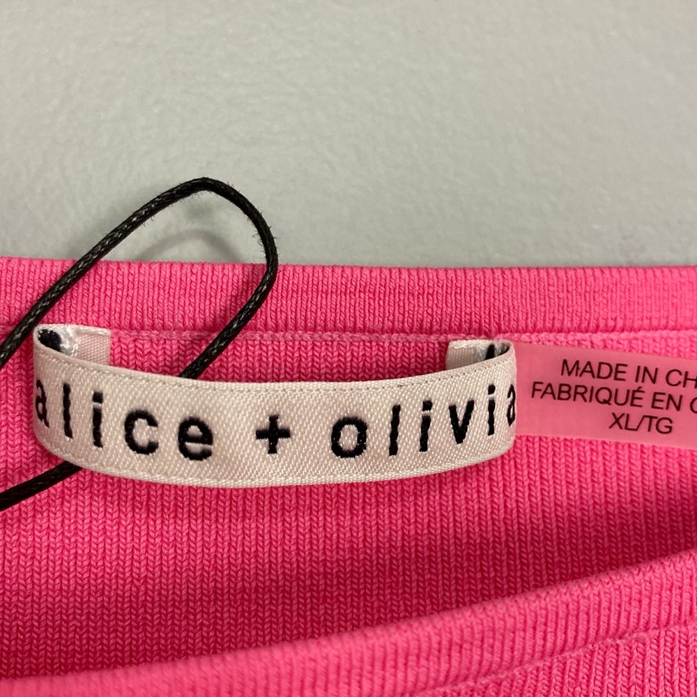 Alice + Olivia French Rose Pink Puff-Sleeve Scoop Neck Sweater - Picture 9 of 15